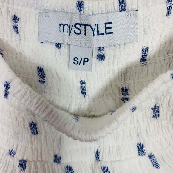 sleeveless Ruffle Baby doll Top light print top  size small MY STYLE - Picture 2 of 16